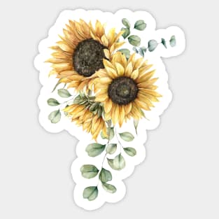 Sunflowers and Eucalyptus Isolated Sticker